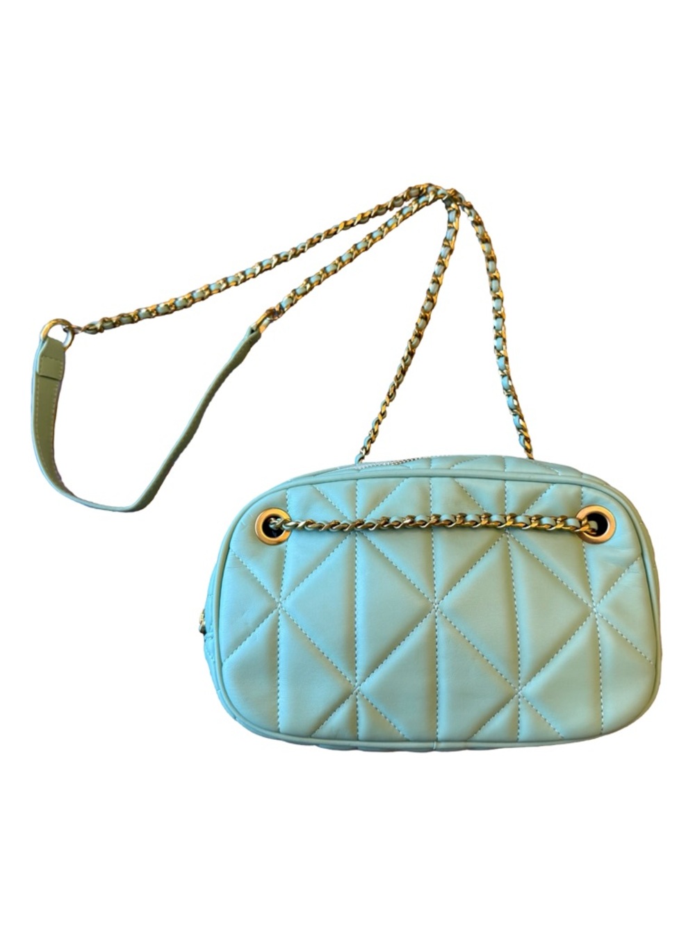 Ecosusi Quilted Chain Crossbody Bag Sage Green Vegan Leather Shoulder Purse
